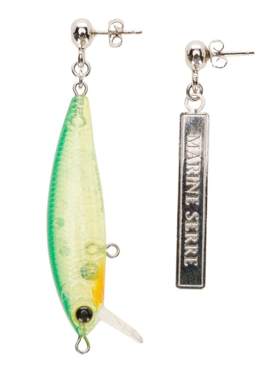 Shop Marine Serre Asymmetric Fishing Bait Earrings In Multi