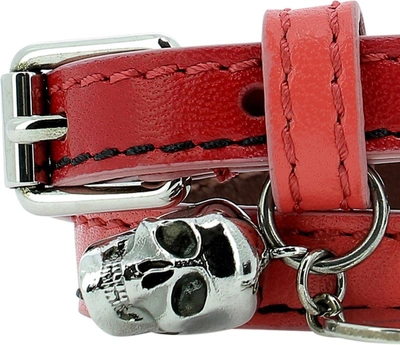 Shop Alexander Mcqueen Skull Pendant Wrap Bracelet In Red