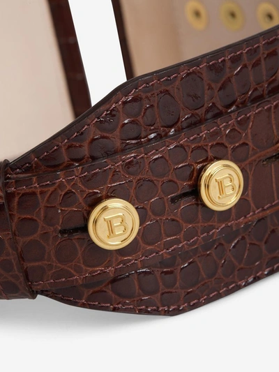 Shop Balmain B Ring Hook Studded Belt In Brown