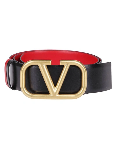 Shop Valentino Vring Reversible Belt In Black