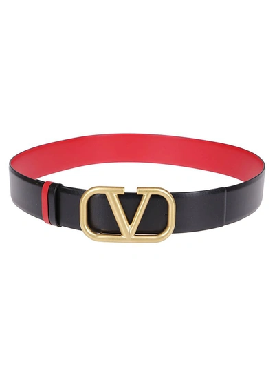 Shop Valentino Vring Reversible Belt In Black