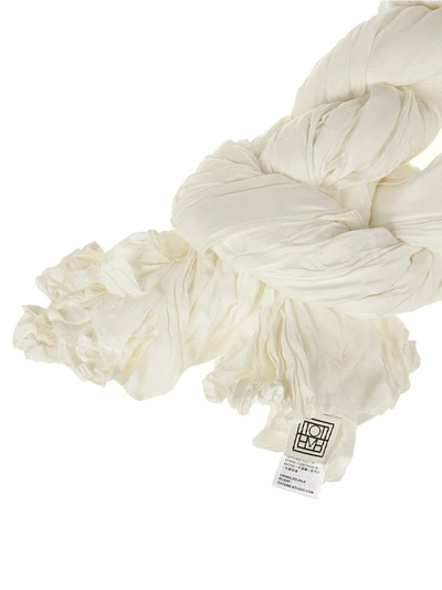 Shop Totême Crinkled Scarf In White