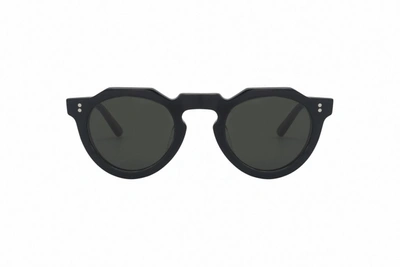 Shop Lesca Pica Round Frame Sunglasses In Black