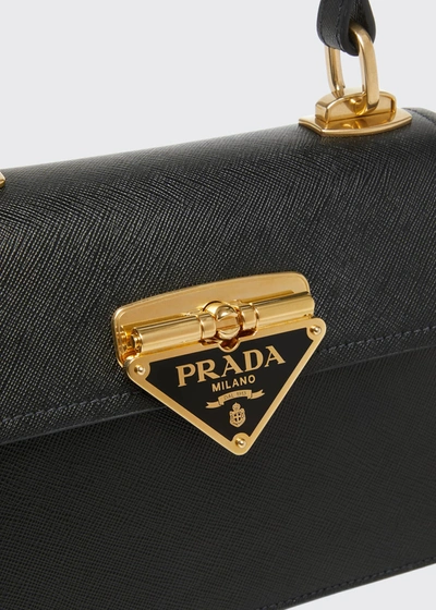 Shop Prada Leather Logo Flap Shoulder Bag In Green