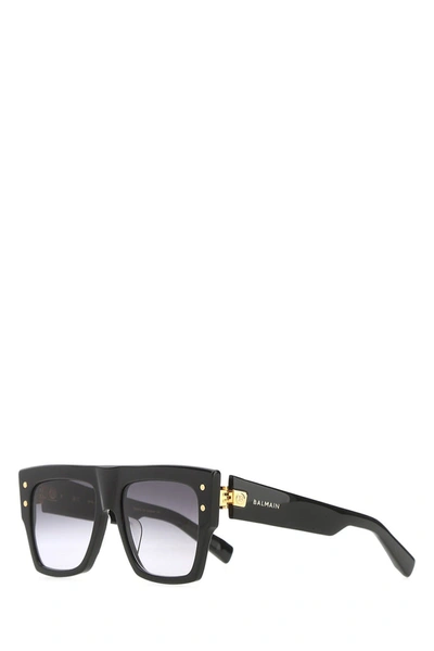 Shop Balmain Eyewear Curved Tip Square Frame Sunglasses In Black