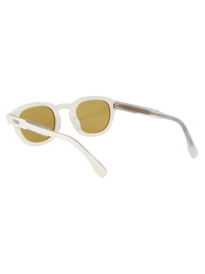 Shop Fendi Eyewear Oval Frame Sunglasses In White