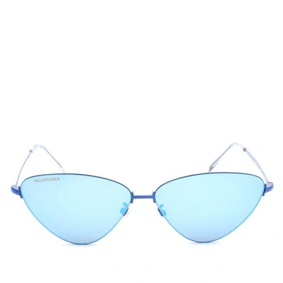 Shop Balenciaga Eyewear Triangular Frame Sunglasses In Blue