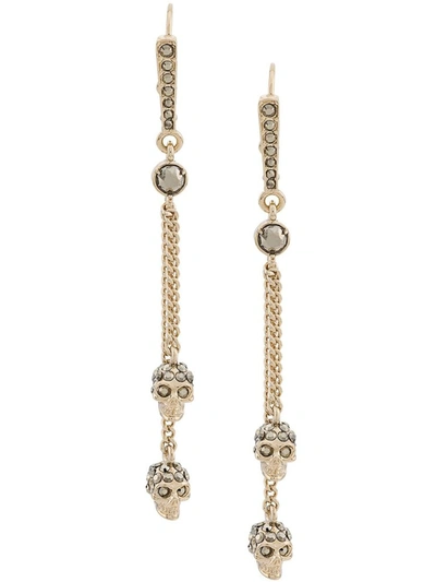 Shop Alexander Mcqueen Chain Skull Earrings In Gold