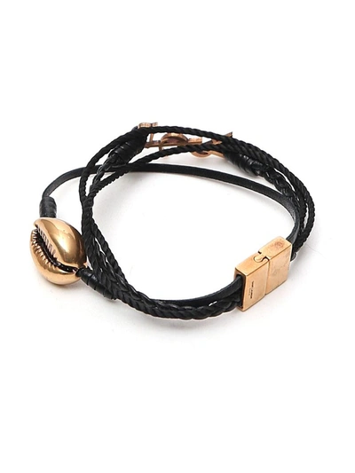 Leather Ysl Monogram Bracelet, Brown