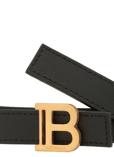 Shop Balmain Logo Plaque Buckle Belt In Black
