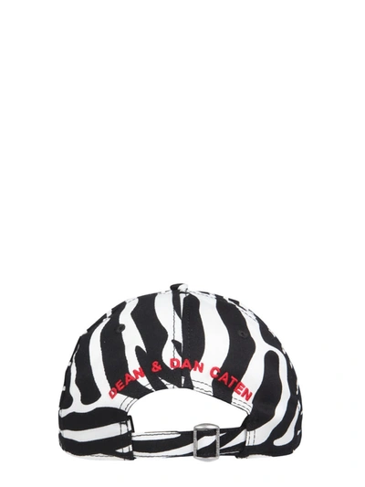 Shop Dsquared2 Logo Zebra Print Baseball Cap In Multi