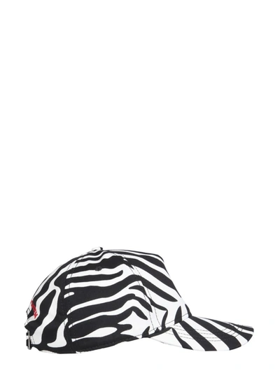Shop Dsquared2 Logo Zebra Print Baseball Cap In Multi