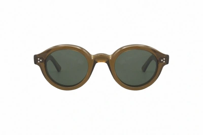 Shop Lesca Corbs Round Frame Sunglasses In Brown