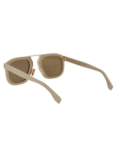 Shop Fendi Eyewear Ff Patterned Square Frame Sunglasses In Beige