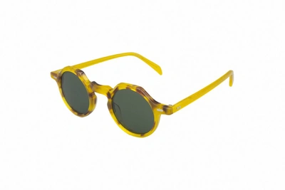 Shop Lesca Yoga Round Frame Sunglasses In Yellow