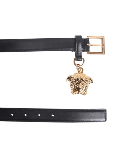 Shop Versace La Medusa Embellished Belt In Black