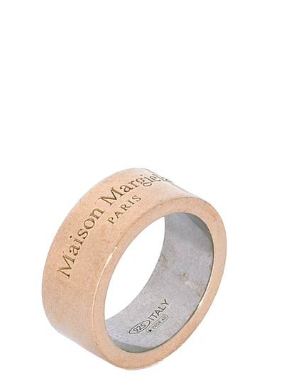 Shop Maison Margiela Logo Engraved Ring In Gold