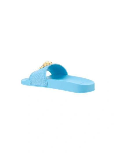 Shop Versace Palazzo Pool Slides In Blue