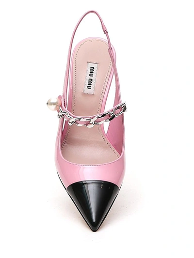 Shop Miu Miu Contrast Toe Cap Slingback Pumps In Pink