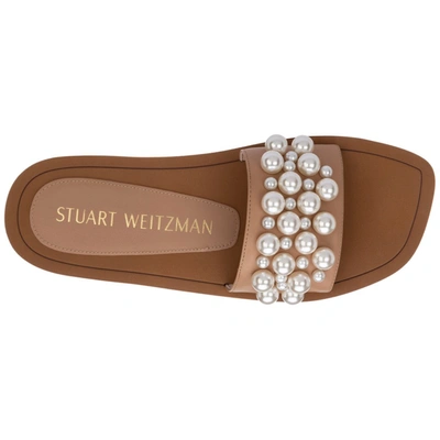 Shop Stuart Weitzman Pearl Embellished Slip In Brown