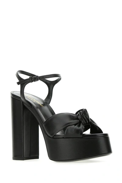 Shop Saint Laurent Bianca Knot Detail Sandals In Black