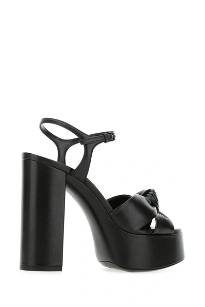 Shop Saint Laurent Bianca Knot Detail Sandals In Black