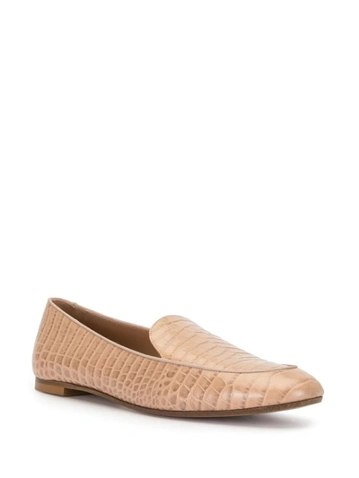 Shop Aquazzura Purist Embossed Loafers In Beige