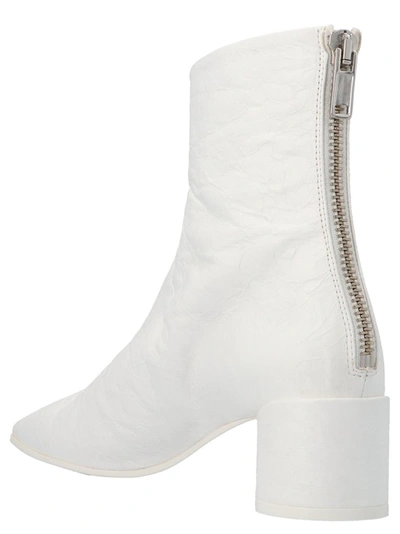 Shop Mm6 Maison Margiela Logo Printed Ankle Boots In White