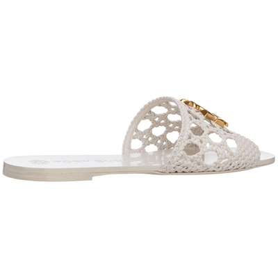 Shop Tory Burch Eleanor Woven Slide Sandals In White