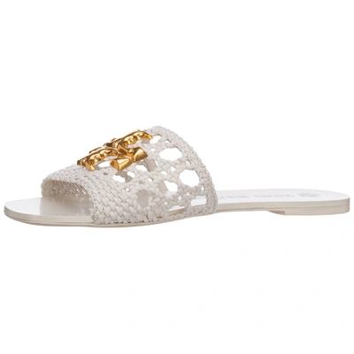 Shop Tory Burch Eleanor Woven Slide Sandals In White