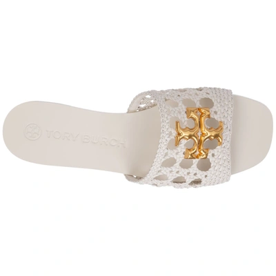 Shop Tory Burch Eleanor Woven Slide Sandals In White