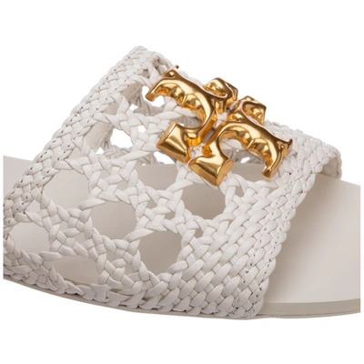 Shop Tory Burch Eleanor Woven Slide Sandals In White