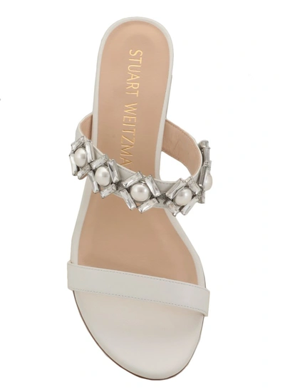 Shop Stuart Weitzman Heidi Crystal Embellished Sandals In White