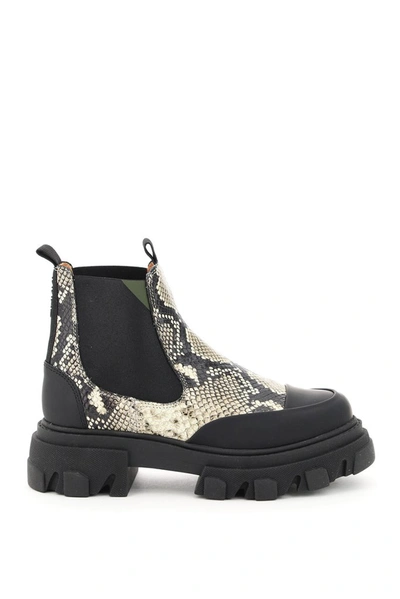 Shop Ganni Embossed Low Chelsea Boots In Multi