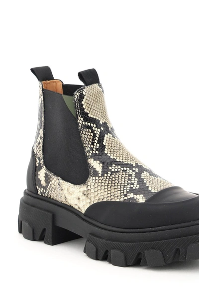Shop Ganni Embossed Low Chelsea Boots In Multi