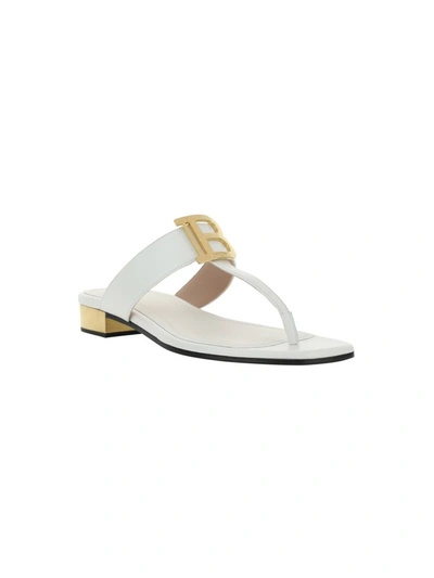Shop Balmain B Appliqué Sandals In White
