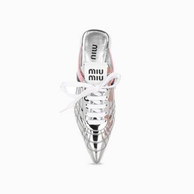 Shop Miu Miu Pointed Toe Sneaker Pumps In Silver