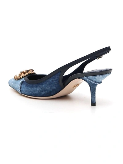 Shop Dolce & Gabbana Denim Slingback Pumps In Blue