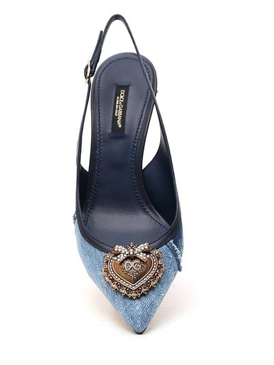 Shop Dolce & Gabbana Denim Slingback Pumps In Blue