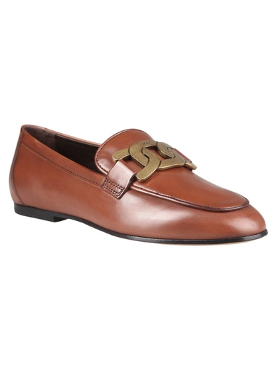 Shop Tod's Kate Logo Plaque Loafers In Brown