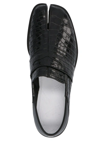Shop Maison Margiela Tabi Embossed Loafers In Black