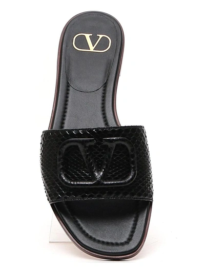 Shop Valentino Vlogo Plaque Slides In Black