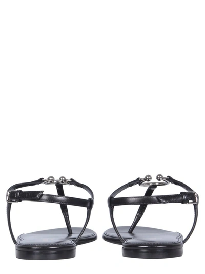 Shop Saint Laurent Ring Detail Thong Sandals In Black