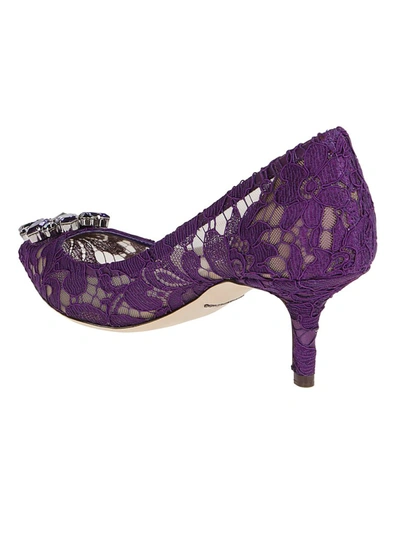 Shop Dolce & Gabbana Bellucci Lace Embellished Pumps In Purple