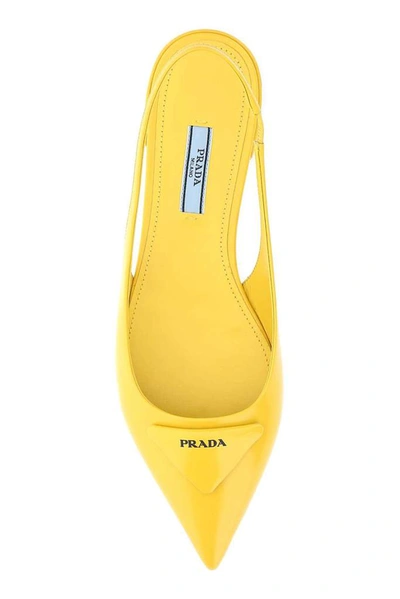 Shop Prada Logo In Yellow