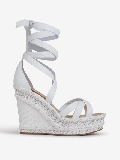 Shop Christian Louboutin Lagoadonna Wedge Sandals In White