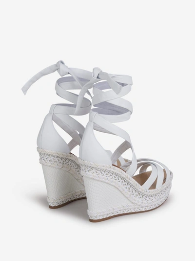 Shop Christian Louboutin Lagoadonna Wedge Sandals In White