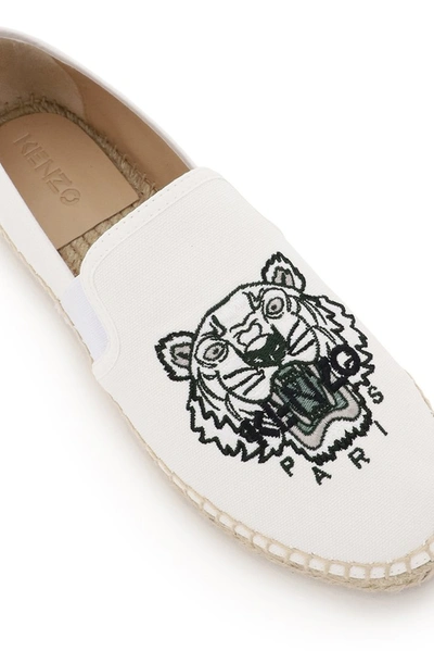 Shop Kenzo Tiger Logo Embroidered Espadrilles In White