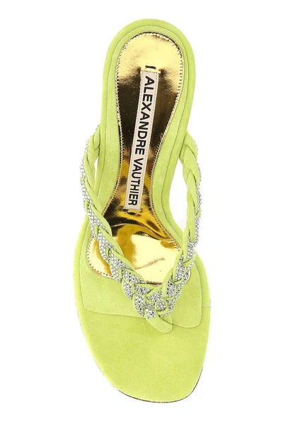 Shop Alexandre Vauthier Jojo Crystal Embellished Sandals In Green