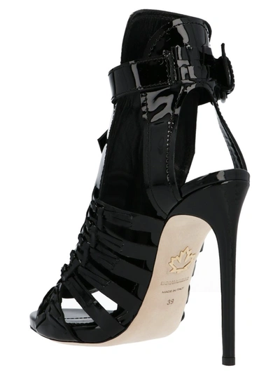 Shop Dsquared2 Braid Strap Heeled Sandals In Black